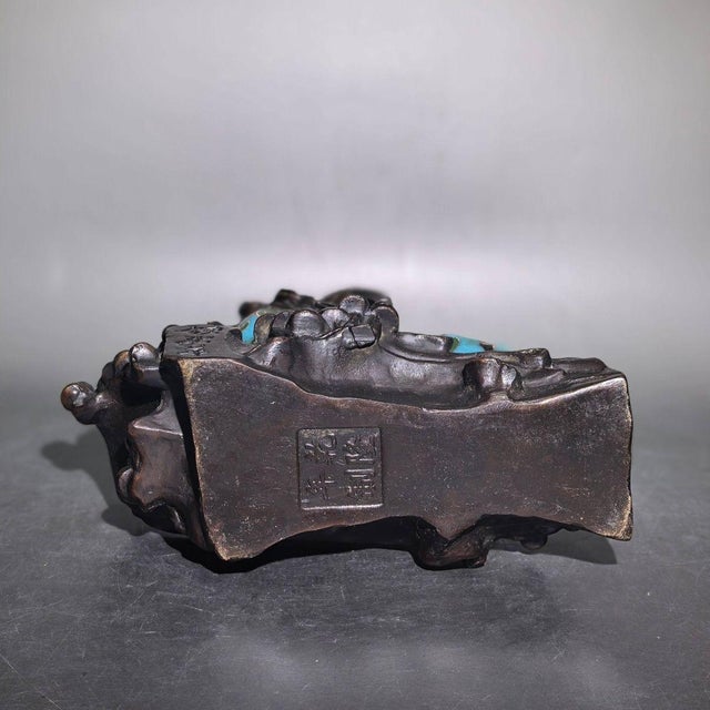 Blue Cloisonné Enamel Ram Statue With Coin Collar For Sale - Image 8 of 9