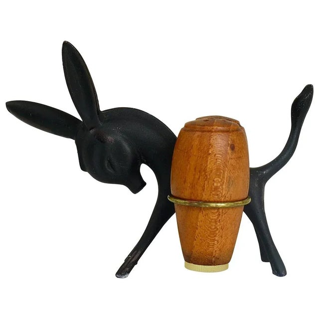 Donkey Salt and Pepper Shakers with Holder by Walter Bosse for Hertha Baller, Austria, 1950s, Set of 3 For Sale - Image 9 of 9