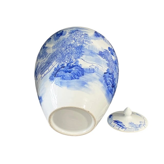 Ceramic Vintage Chinese Blue & White Porcelain Ginger Jar 14" H For Sale - Image 7 of 10