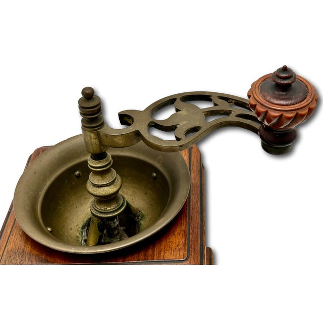 Beautifully & Completely Hand Made Antique Mahogany & Brass Coffee Grinder - Circa Early 19th Century For Sale - Image 14 of 18