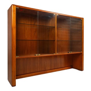 Danish Mid-Century Modern Display Case / Cabinet Topper in Teak W/ Glass Doors & Adjustable Shelves Attributed to D-Scan, C. 1980s For Sale