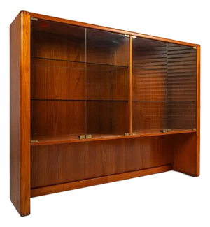 Danish Mid-Century Modern Display Case / Cabinet Topper in Teak W/ Glass Doors & Adjustable Shelves Attributed to D-Scan, C. 1980s