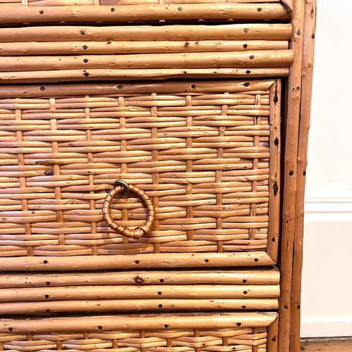 Vintage Bamboo and Wicker Chest of Drawers For Sale - Image 10 of 11