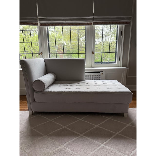 RH Teen Chaise Lounge – Belgian Linen, Mist Beautiful RH Teen chaise lounge upholstered in Belgian linen in the color...