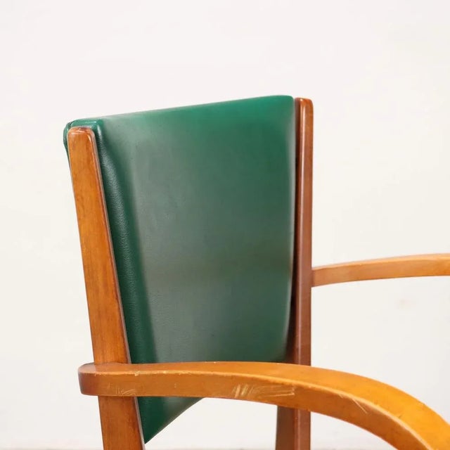 Wood Beech and Faux Leather Dining Chair, 1960s For Sale - Image 7 of 9