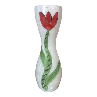 Late 20th Century Kosta Boda Tulip Vase Signed Ulrica Hydman Hand Painted For Sale