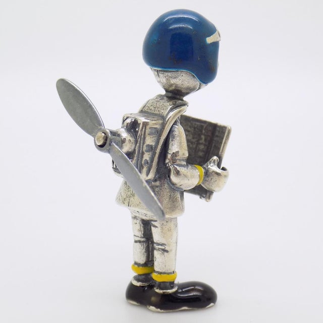 1980s Vintage Italian Sterling Silver Gyro Gearloose Figurine, Tuscany, Italy, 1980s For Sale - Image 5 of 13