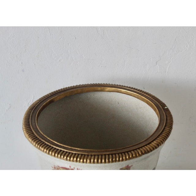 Metal Wong Lee 1895 Porcelain Bronze Ormolu Pedestal Planter Cachepot For Sale - Image 7 of 13