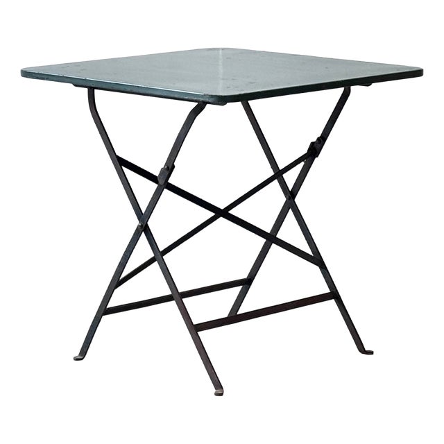 Vintage Folding Table in Metal with Cast Iron Frames, 1950s For Sale
