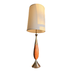 1950s Tony Paul for Westwood Industries Brass & Walnut Table Lamps With Original Shades