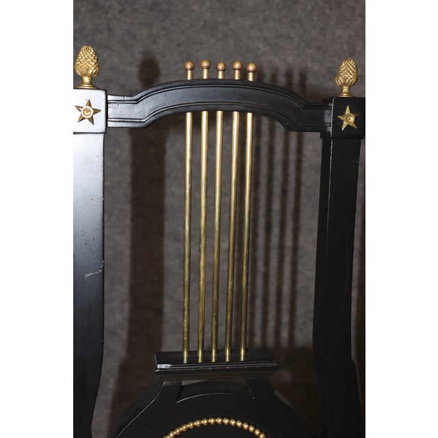 20th C. Set 12 Jansen Ebonized Louis XVI Style Lyre Back Dining Chairs For Sale - Image 17 of 17