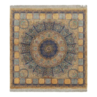 Rug & Kilim’s Modern Classics Square Rug in Polychrome Floral Medallion “Liliom” For Sale