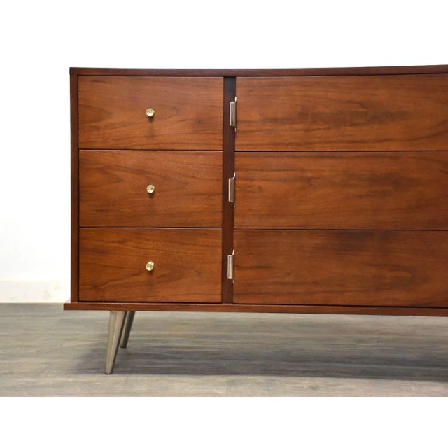 1960s Refinished Walnut Mid Century Dresser For Sale - Image 9 of 10