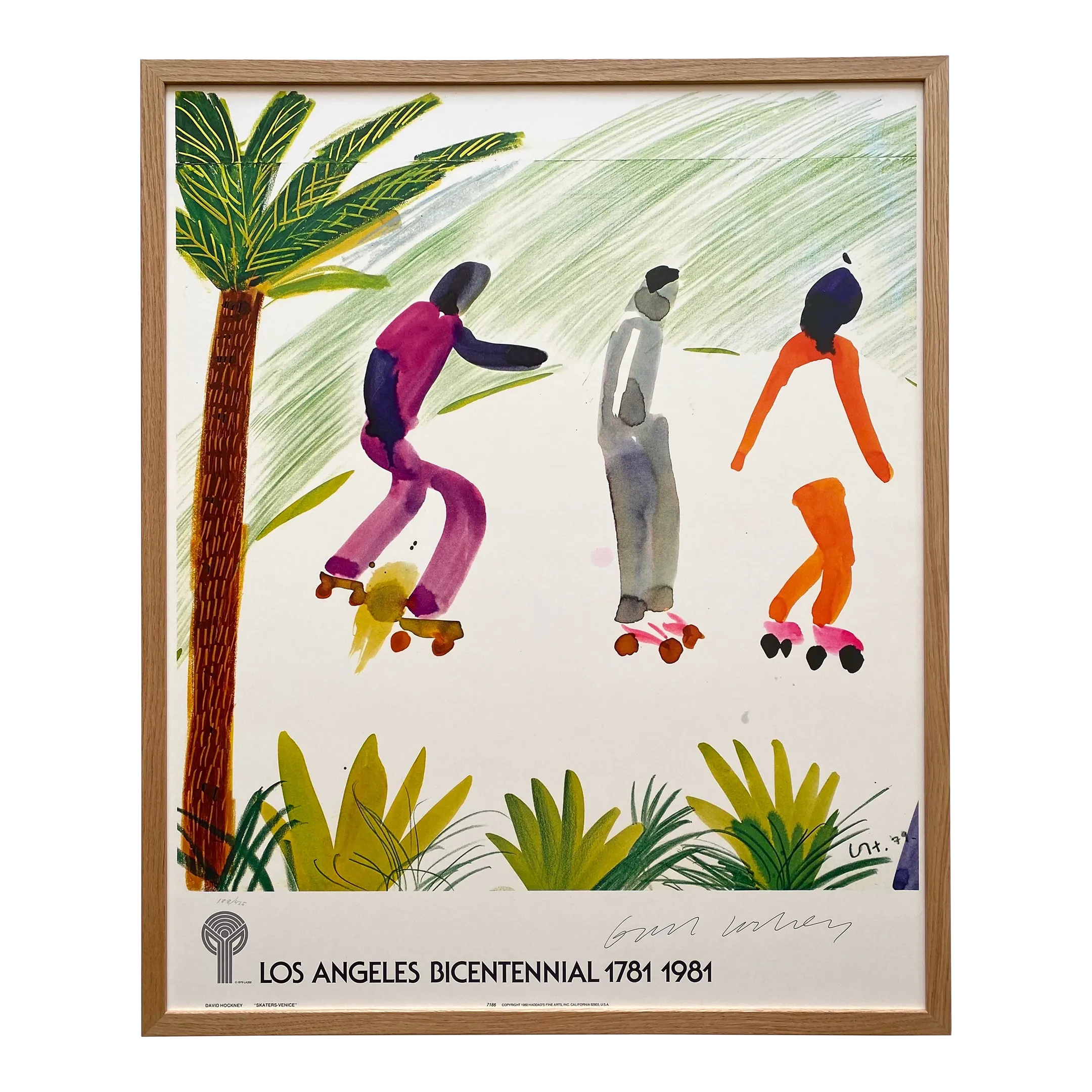 David Hockney Vintage 1980 Hand Signed Lithograph Print Framed