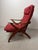 Maroon Mid-Century Teak Lounge Chair with Burgundy Red Fabric Upholstery attributed to Topform, Netherlands, 1960s For Sale - Image 8 of 10
