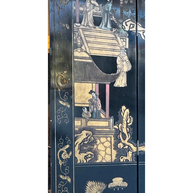 Chinese Mid 20th Century Monumental Chinese Lacquered 8-Panel Coromandel Screen Depicting Court Scenes For Sale - Image 3 of 18