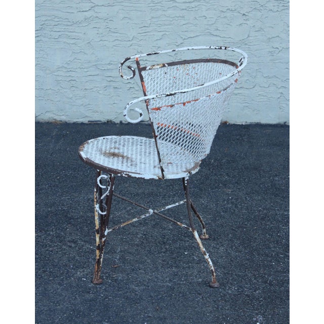 Mid Century Vintage Set of Four Wrought Iron Garden Chairs For Sale - Image 11 of 12