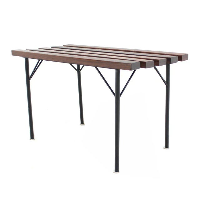 Small Slat Rosewood Bench For Sale - Image 6 of 8