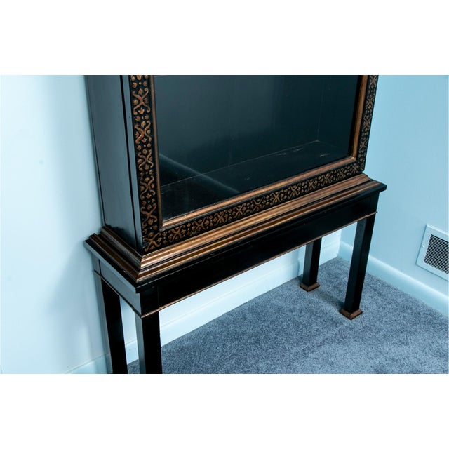 1920s Louis XVI Style Ebonized Glass Front Vitrine Display Cabinet For Sale - Image 5 of 12