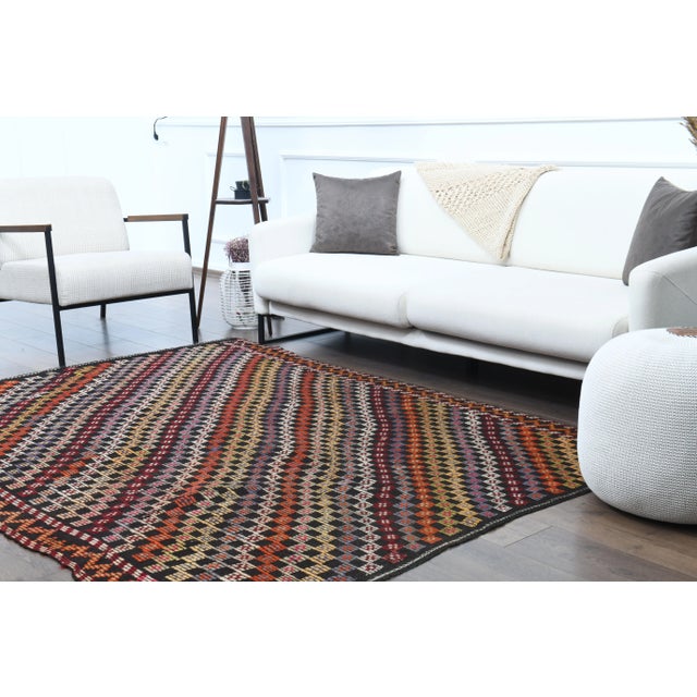 1970s 1970s Vintage Turkish Oushak Handmade Wool Cotton Brown Area Rug For Sale - Image 5 of 12