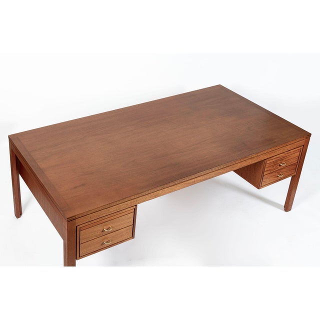 1960s Large Mid Century Danish Modern Mahogany Wood Executive Desk, 2 Matching Avail For Sale - Image 5 of 17
