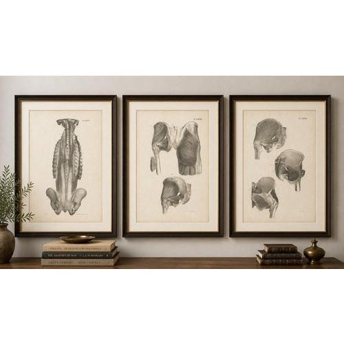 Title: Set of Three Original French Anatomical Lithographs of the Spine and Pelvis by Jules Cloquet, Paris, 1821–1831 : An...