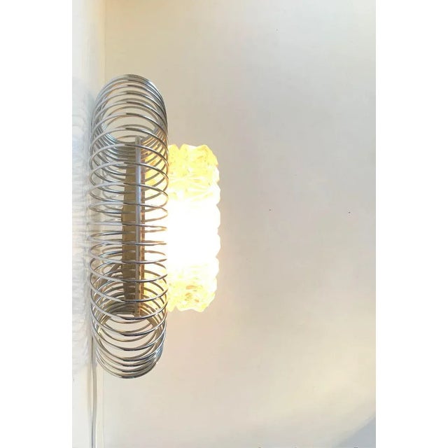 Metal Sculptural Scandinavian Wall Sconce in Chrome & Pressed Glass, 1970s For Sale - Image 7 of 9