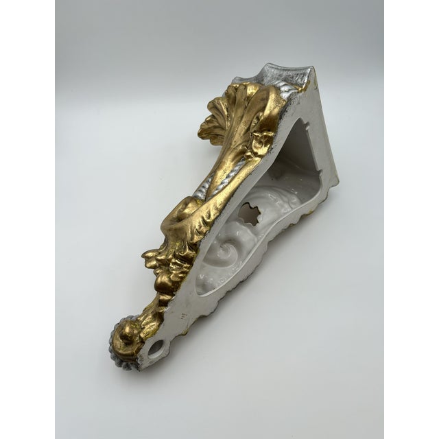 Baroque 1970s Pair of Large Gold Colored Wall Sconces Made in Italy For Sale - Image 3 of 13