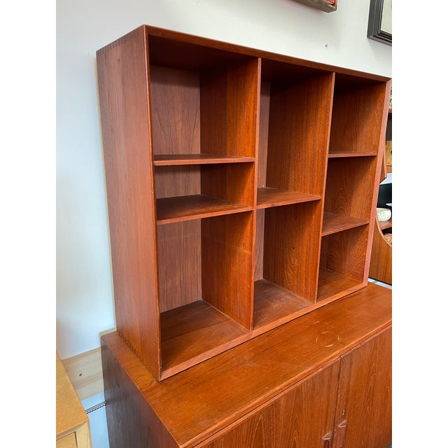 1960s Danish Teak 2 Piece Cabinet With Shelves For Sale - Image 4 of 6
