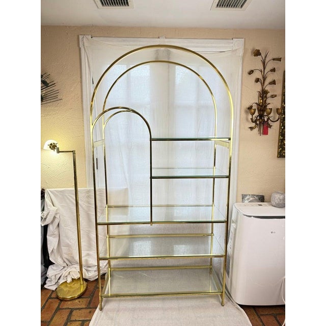 Mid-Century Modern 1970s Mid Century Modern Brass Etagere For Sale - Image 3 of 14