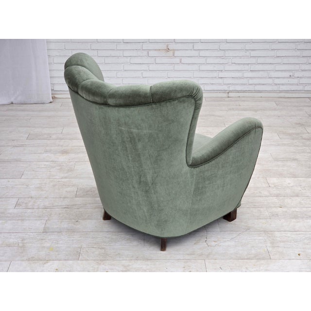 Wood Danish High-Back Relax Chair in Velour and Ash, 1960s For Sale - Image 7 of 18