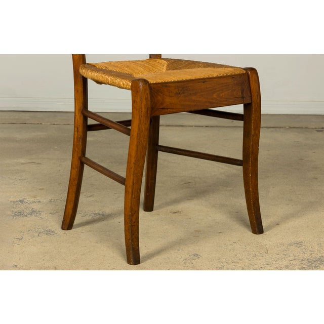 Set of 14 Mid-19th Century French Provincial Petite Maple Rush Seat Dining Chairs For Sale - Image 9 of 18