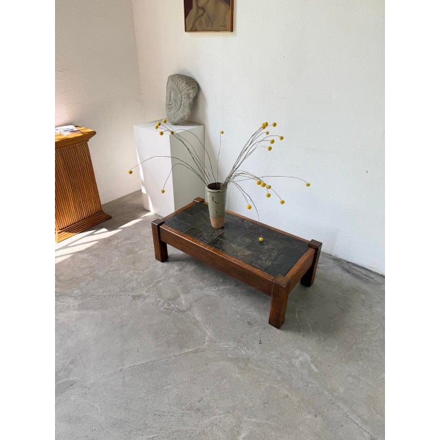 Oak and Slate Coffee Table, 1950s For Sale - Image 11 of 18