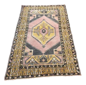 Turkish Oushak Vintage Floor Rug - 3′8″ × 5′11″