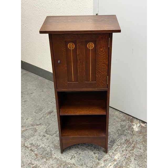 2010s Stickley Furniture Harvey Ellis Inlaid Music Cabinet, Model 89-476 For Sale - Image 5 of 12