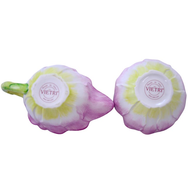 VIETRI Italian Ceramic Flower Cream & Sugar Set - 2 PCS For Sale - Image 4 of 4