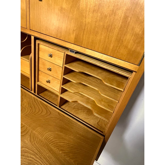 Wood C. 1970s Charles Webb Wall Mounted Secretary Desk Cabinet For Sale - Image 7 of 13