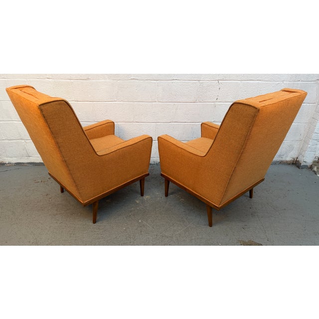 Orange Pair of Vintage Mid-Century Modern Orange Upholstered Armchairs For Sale - Image 8 of 13