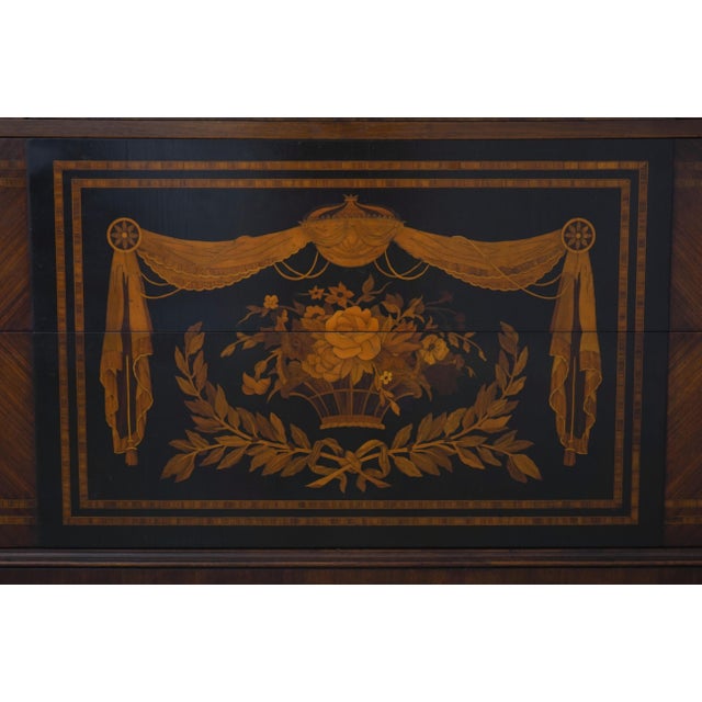 Vintage Neoclassical Marble Top Inlaid Dresser For Sale - Image 14 of 18