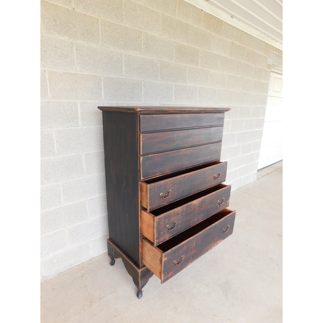 Black Primitive Shaker Style Paint Distressed New England Blanket Chest by Ezra G 2pc For Sale - Image 8 of 12