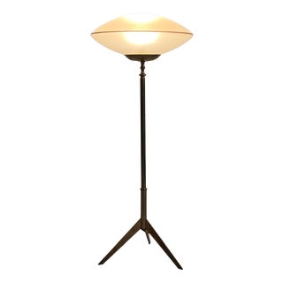 Mid-Century Modern Italian Floor Lamp in Brass and Opaline Glass, 1950s For Sale
