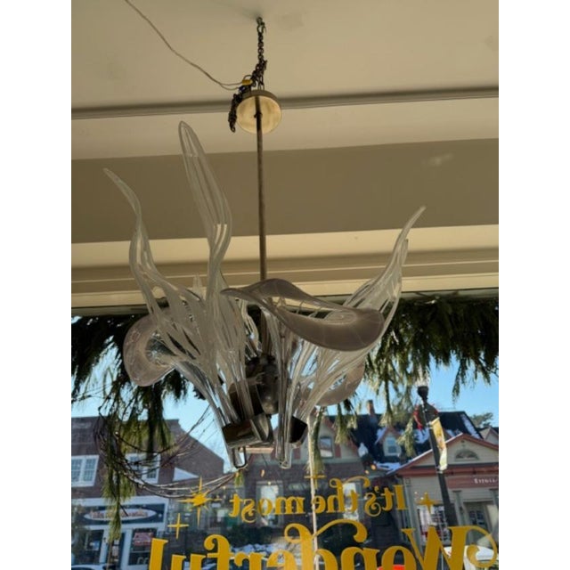 Hollywood Regency 1980s Murano Calla Lilly Chandelier For Sale - Image 3 of 6
