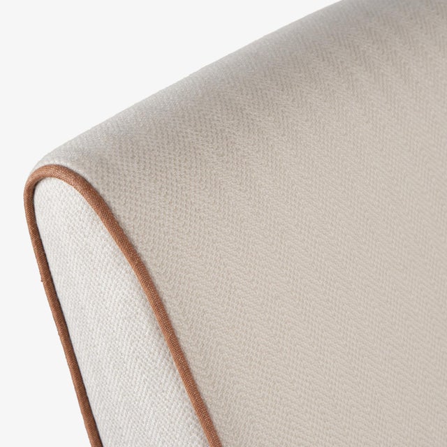 Petite Bentwood Settee in Holland & Sherry Wool & Linen Piping For Sale - Image 10 of 10