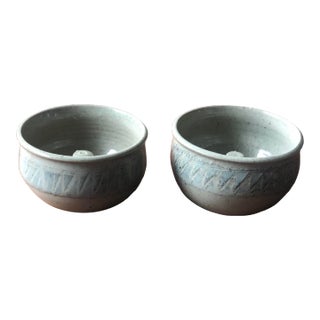 Vintage Studio Pottery Ring Holders/Salt Rings-Signed by Artist-Set of 2 For Sale