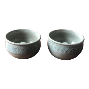 Vintage Studio Pottery Ring Holders/Salt Rings-Signed by Artist-Set of 2