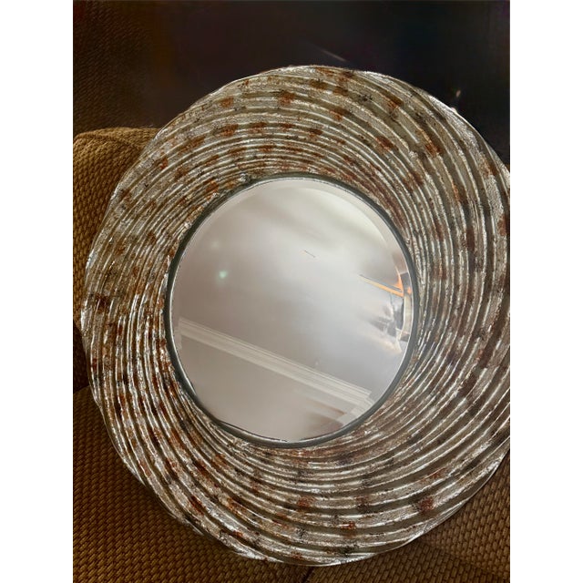 Vintage 1970s Hollywood Regency Round Molten Glass Wall Mirror - Model 49-02393-44 For Sale - Image 11 of 12