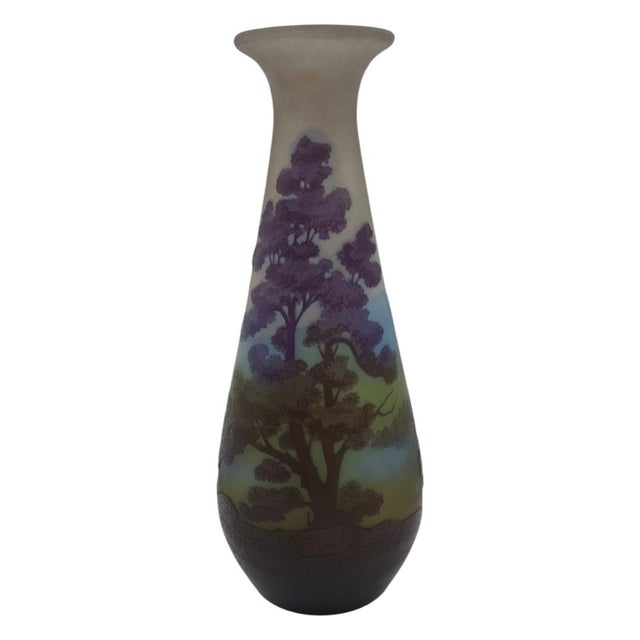 Art Nouveau Antique Gallé Art Nouveau Cameo Glass Scenic Landscape Vase – Lifetime Period (Pre-1904) For Sale - Image 3 of 10