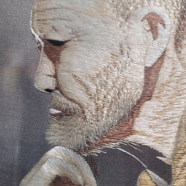 Textile Japanese Artist, Portrait of a Thinker, 1920s, Silk For Sale - Image 7 of 11