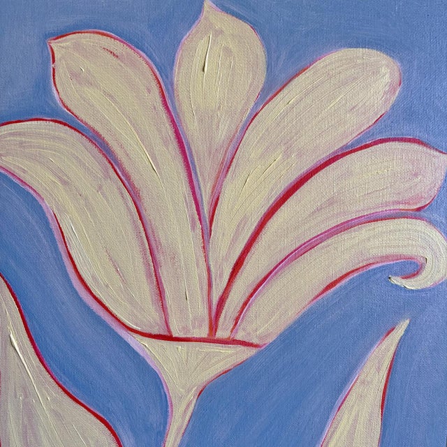 Original Lily Flower Painting in Brushed Gold Frame, Oil on Canvas, 15" X 19" by Tatiana Duperault For Sale - Image 4 of 4