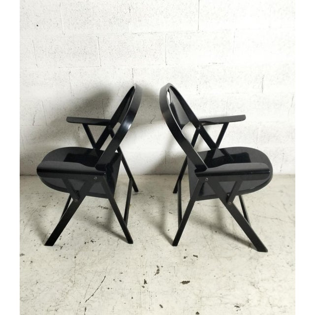 Achille & Pier Giacomo Castiglioni Ginevra Folding Armchairs in Wood attributed to Achille and Pg. Castiglioni for BBB Emmebonacina, 1970s, Set of 2 For Sale - Image 4 of 10